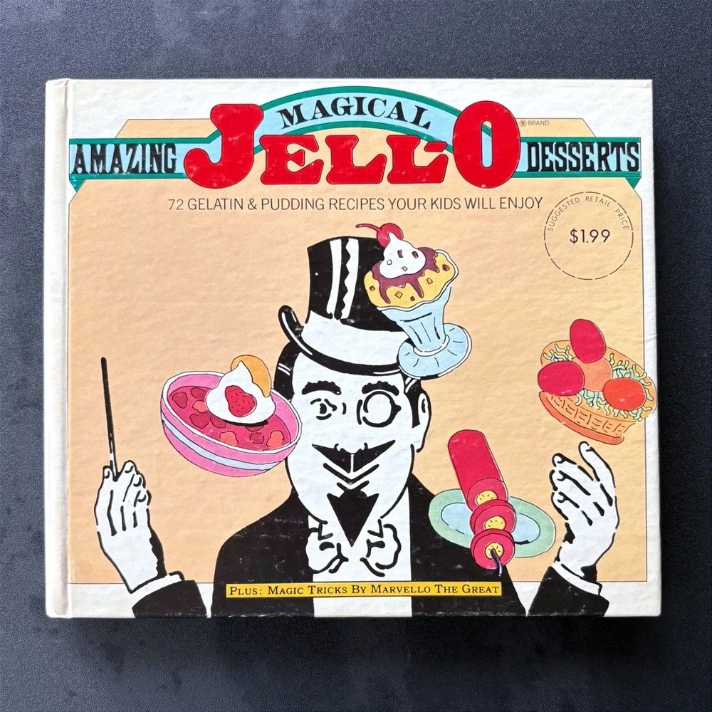 Vintage 1977 Amazing Magical Jello Desserts Cookbook Marvello The Great Recipes